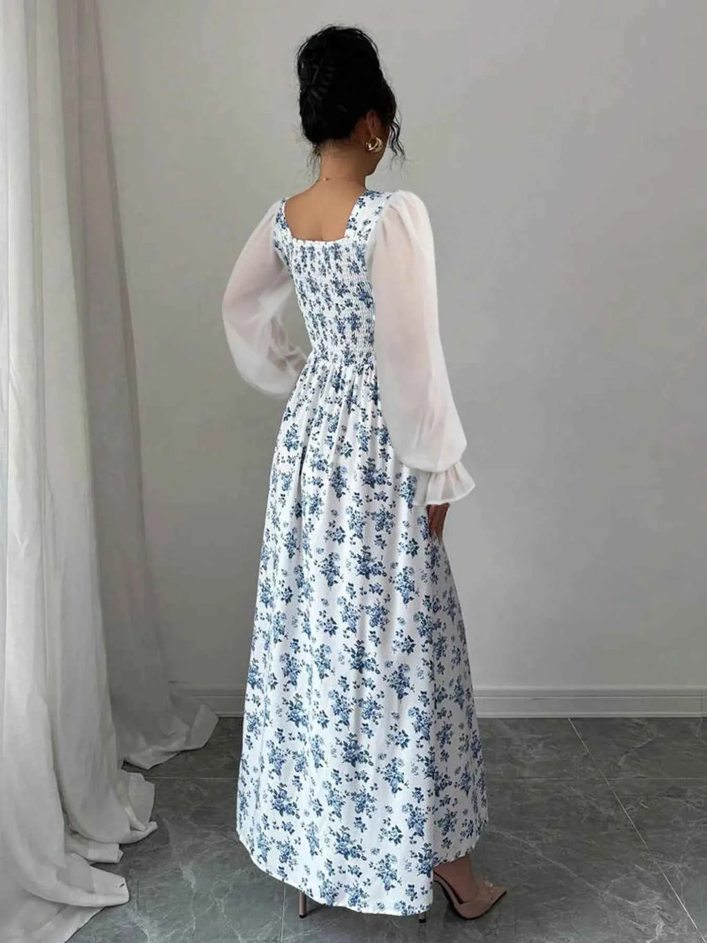 Floral Print Flounce Sleeve Maxi Dress 48853104-4a43-45b4-90b6-993812c6a161-Max-Origin