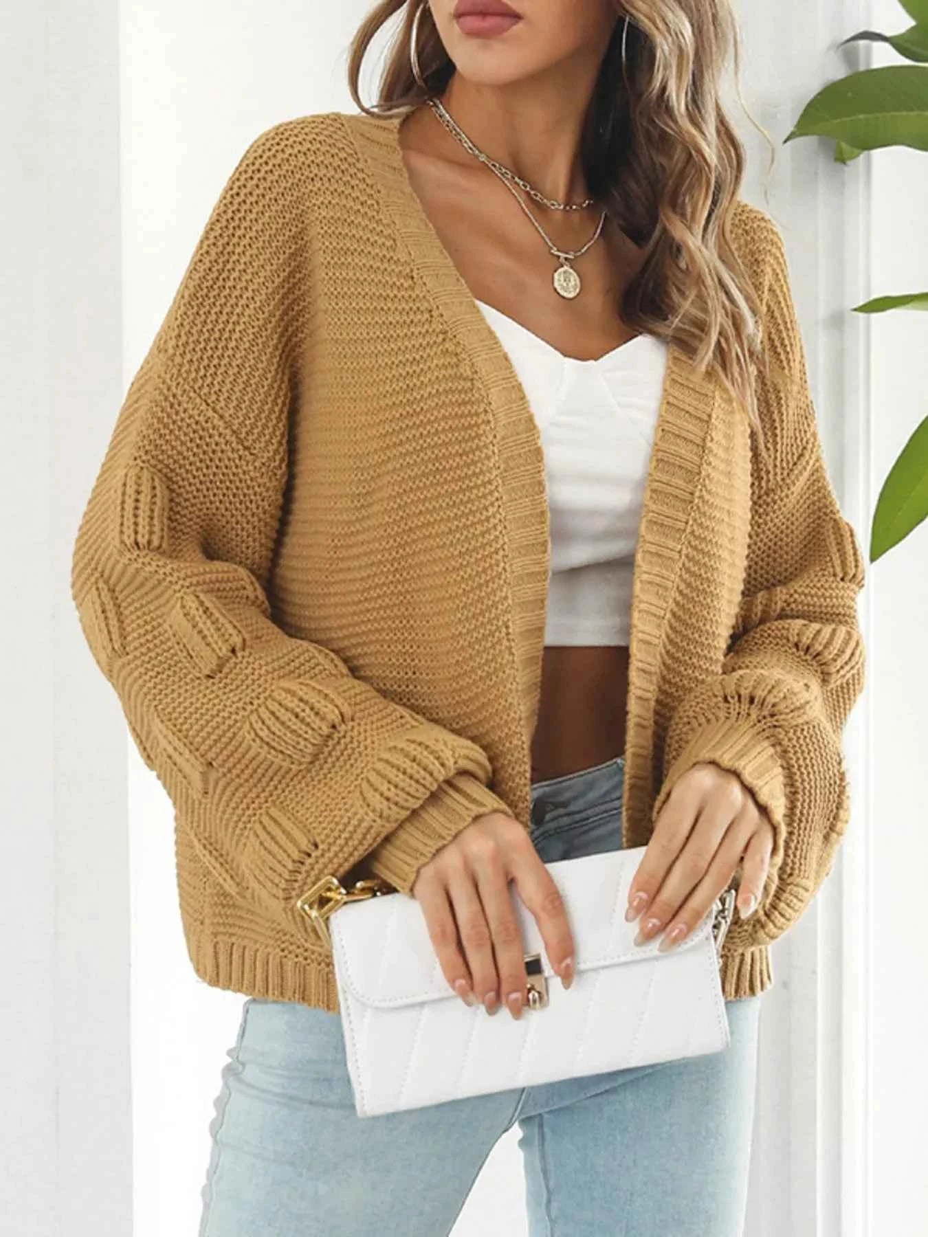 Chunky Knit Open Front Cardigan Yellow 488b43f1c70f481dbf383ce4e82a4f23-Max-Origin