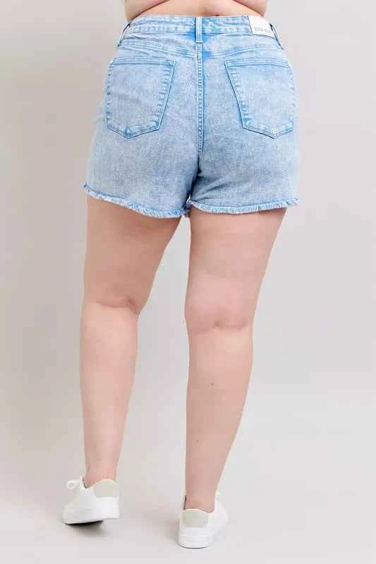 Judy Blue Plus Size Mid Rise Garment Dyed Denim Shorts 488b9bf865544792bd7de0a93bf3a45a-Max-Origin