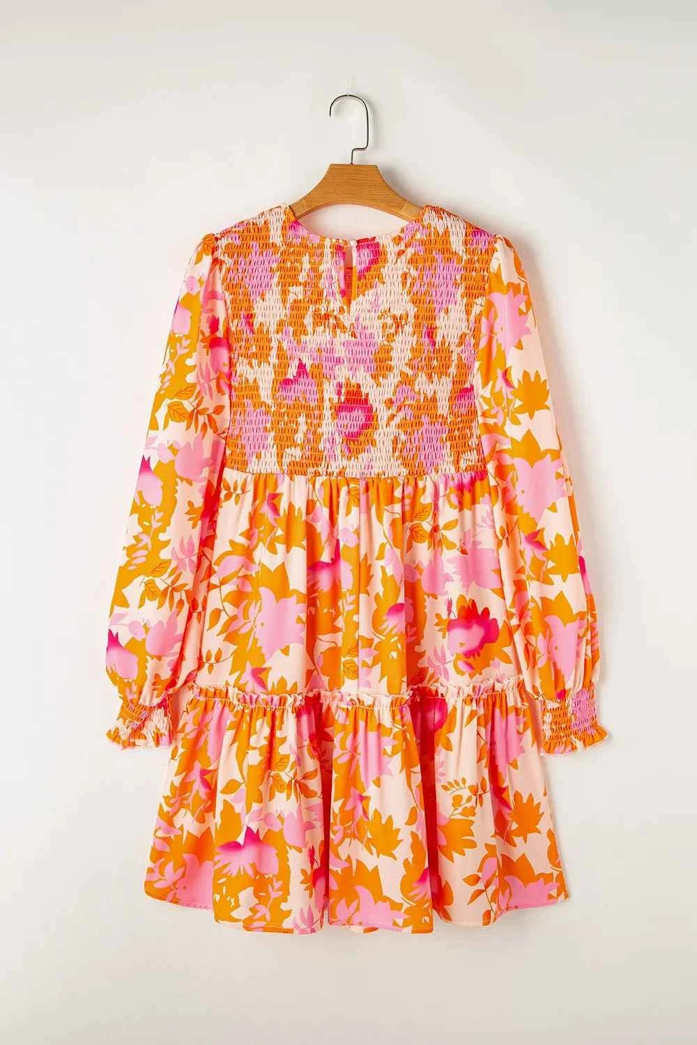 Frill Printed Long Sleeve Mini Dress 48909424-257a-4105-962c-41e8a69b30bb-Max
