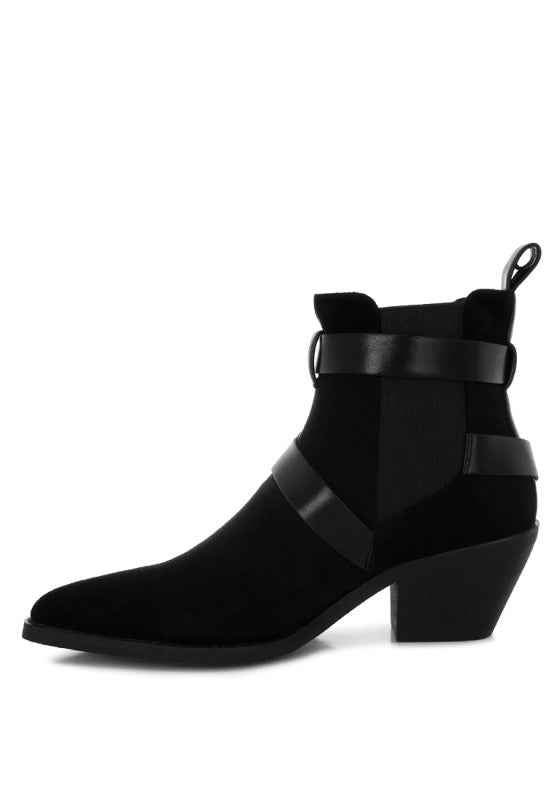 Raveta Microfiber Buckle Strap Western Boots 4892601e-7ac9-48b5-94df-bcf291168a84