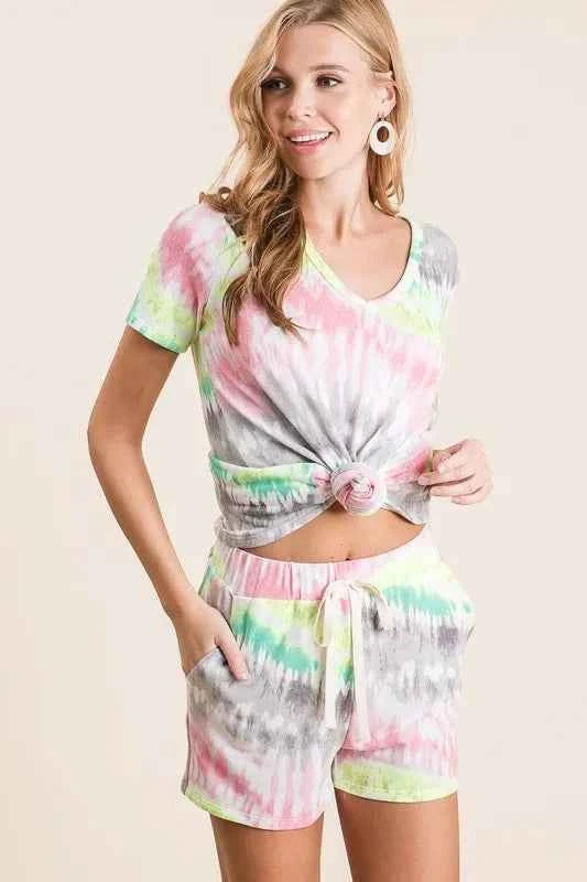 BiBi Tie Dye Print Shorts With Twill Tape Drawstring 4892d419dab44d19a16a9fb95a752027-Max-Origin