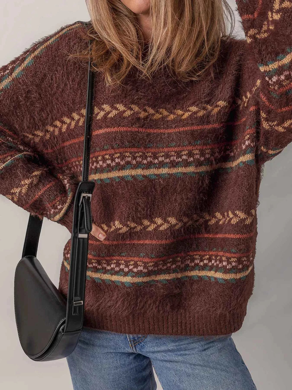 Ethnic Pattern Mohair Knitted Drop Shoulder Sweater 489db64872a442c7a35e3b126e4ae8aa-Max-Origin