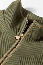 Plus Size Textured Contrast Trim Half Zip Dress 489e72ff-1c32-4c5f-bdae-67a2e6ad03c9