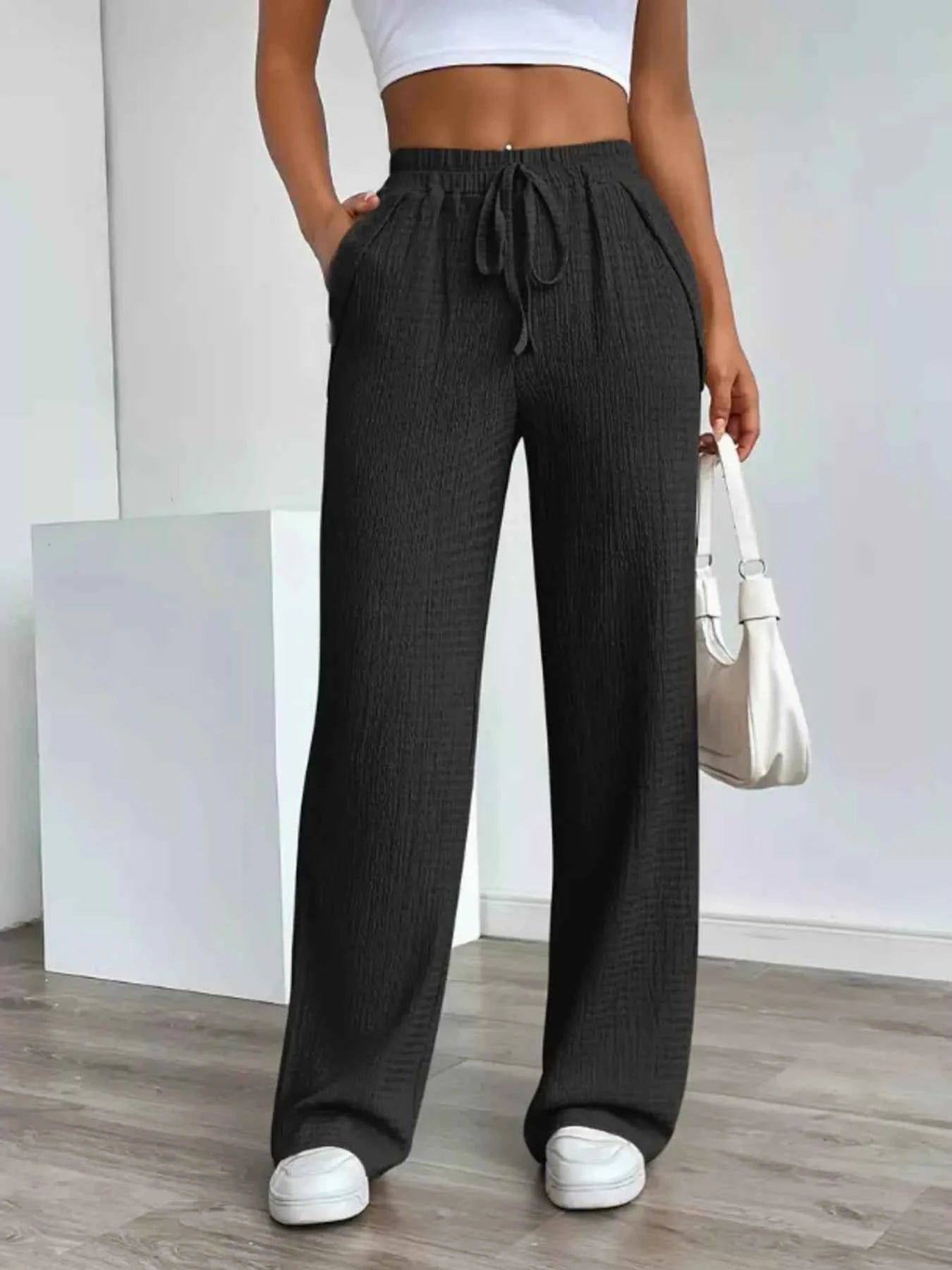 Texture Wide Leg Pants Black 48a2daa5db6c483a90eca55c8d13cdb8-Max-Origin