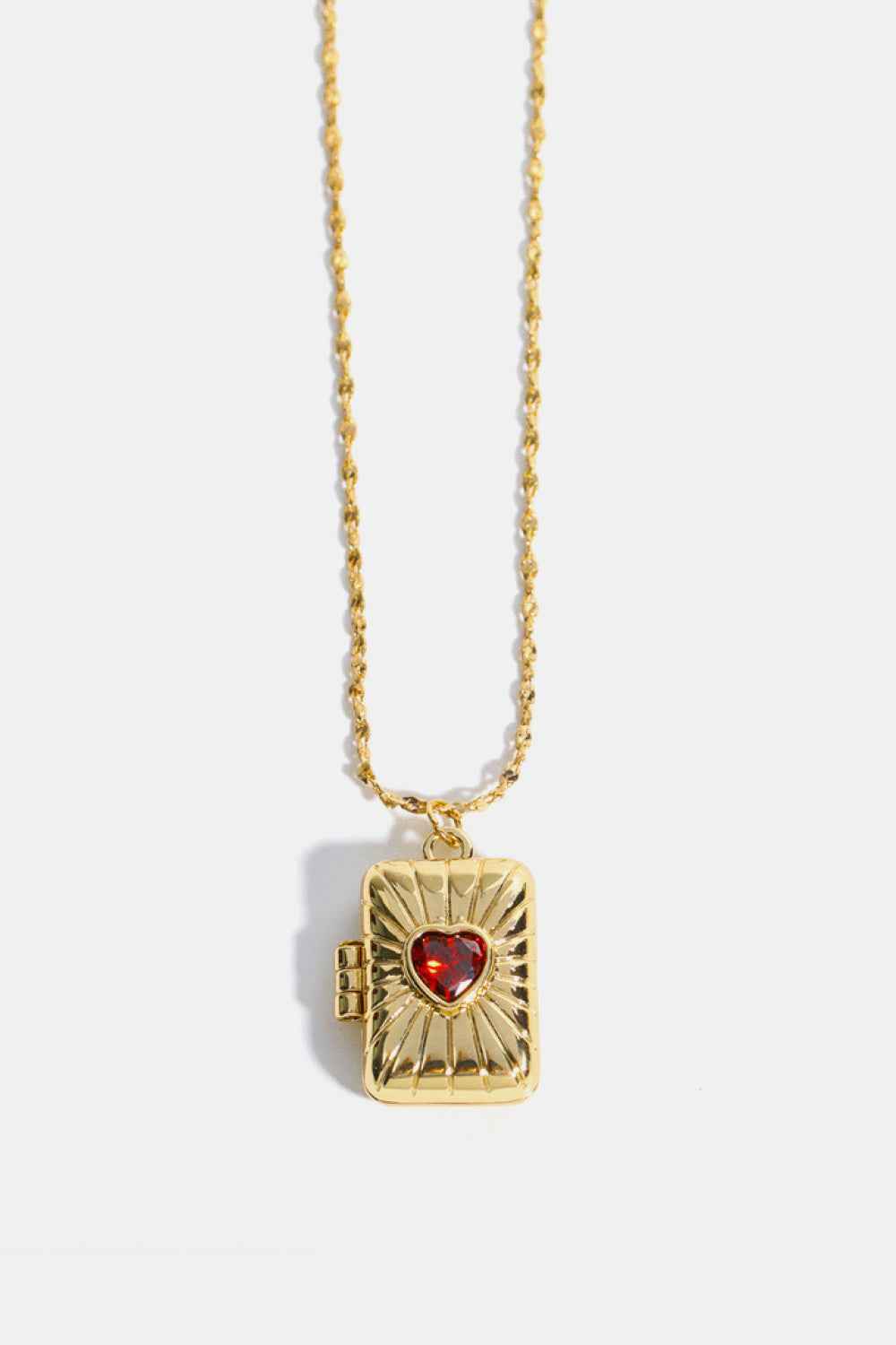 Heart Zircon Box Pendant Copper Necklace Gold One Size 48a33345982841208c9a57d62662df75-Max