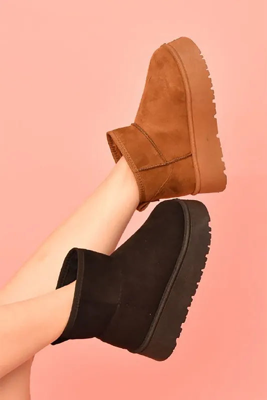 WILD DIVA Suede Round Toe Platform Booties 48ae4d5d-3b0f-4696-b180-c7e510522af2-Max