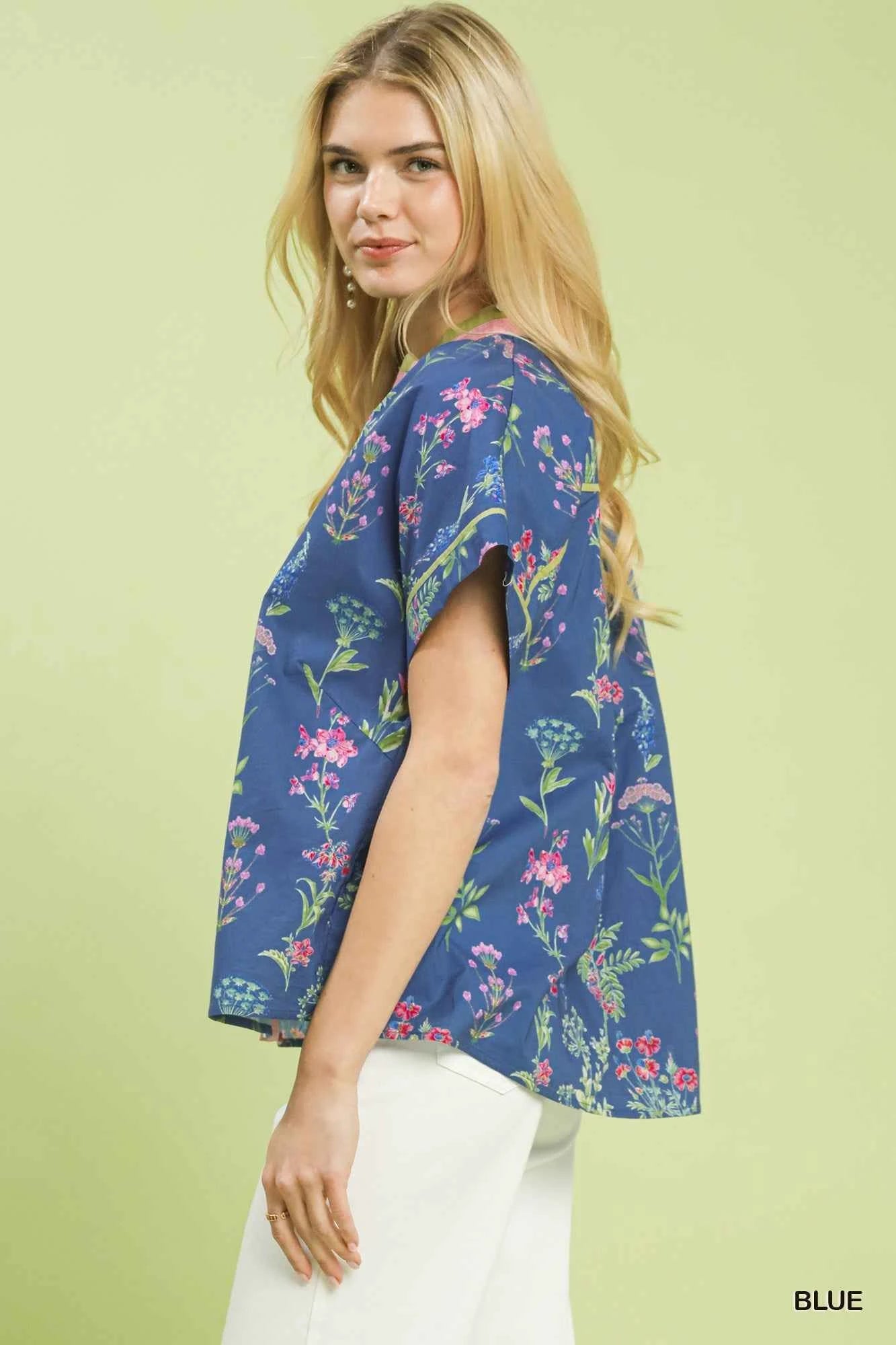 Umgee Botanical Floral Button Front Top 48b1852a-4b2c-4de1-a554-8d1bcc7f4155-Max