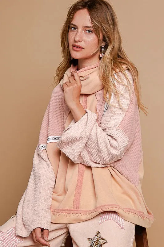 POL Exposed Seam Turtleneck Stud Trim French Terry Hoodie 48b4cb8d-4964-46b5-9639-f7ef31606bf7-Max