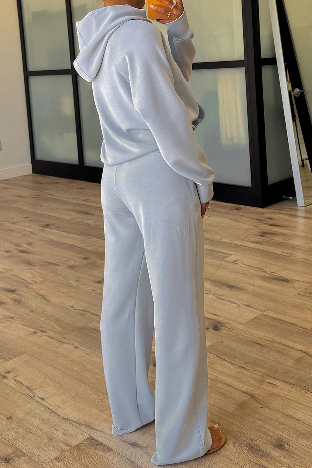 Beau Blue Half Zip Thumbhole Sleeve Hoodie Active Pants 2pcs Outfit 48b6e0b927f77da1
