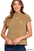 Zenana Chenille Waffle Short Sleeve Sweater DEEP CAMEL 48c7488167314bba89073e8906f7cd5e-Max-Origin