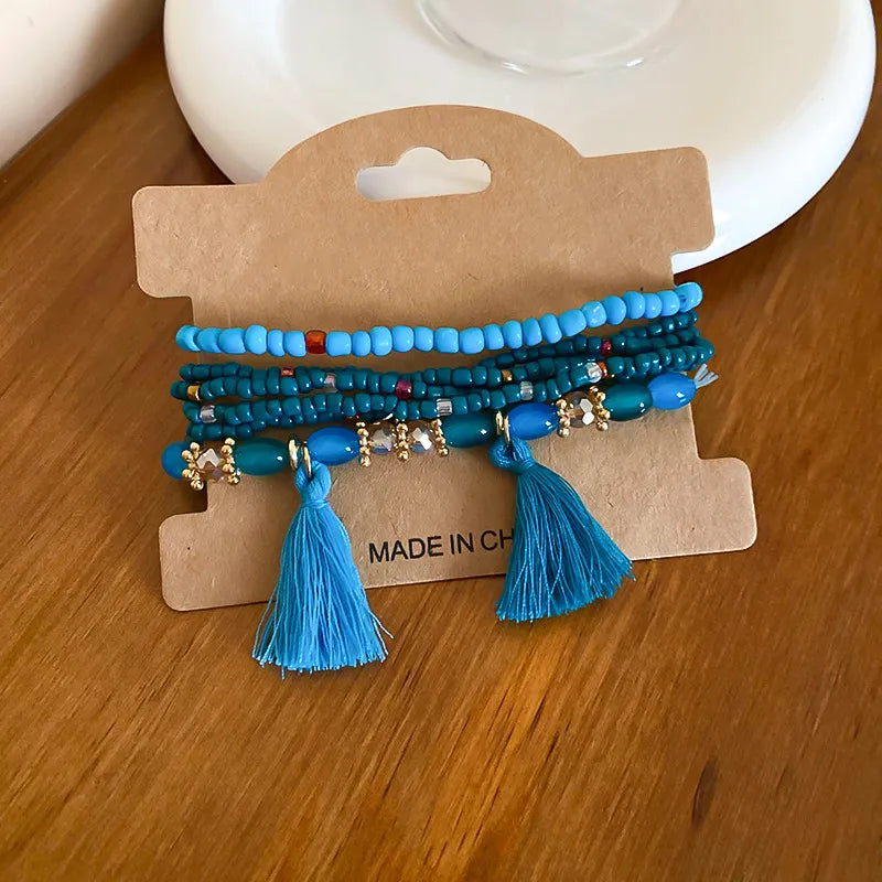 Tassel Rice Bead Bracelet Royal Blue One Size 48ca10b9-a0a8-488a-8b49-17c4c8971885-Max