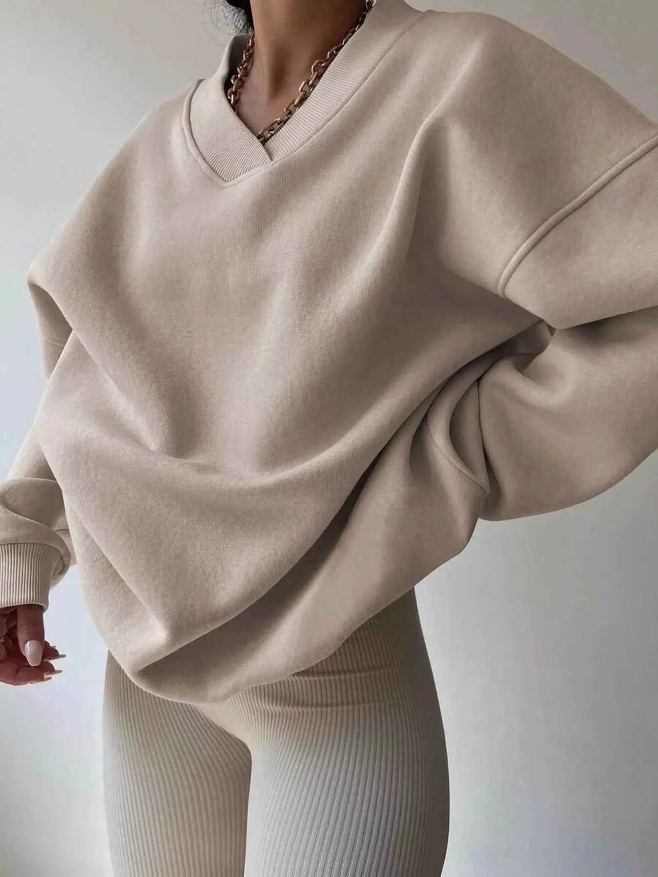 Dropped Shoulder Long Sleeve Oversized Sweatshirt 48cf2b8c9b144d30a72dd0f701061fdc-Max-Origin