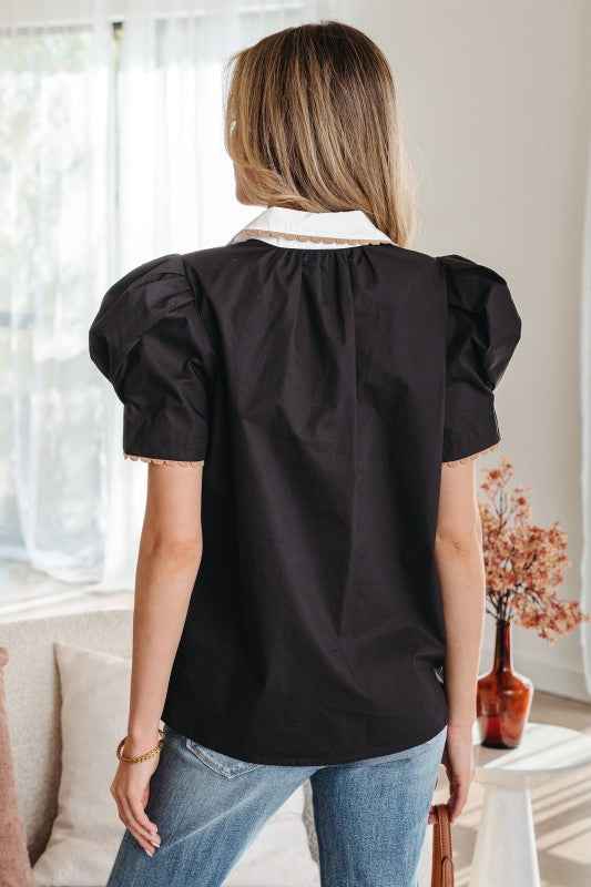 Remington Collar Short Sleeve Blouse 48cf4e5d-bdcd-4013-93dc-9cf026318e2d