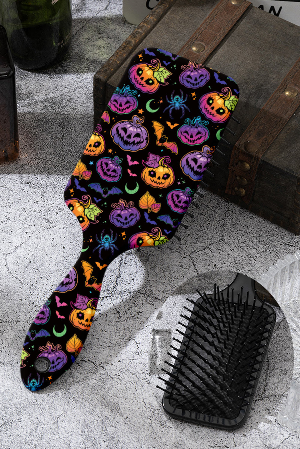 Black Spooky Halloween Pumpkin Air Cushion Comb Black ONE SIZE ABS 48d40f754a6e36ee