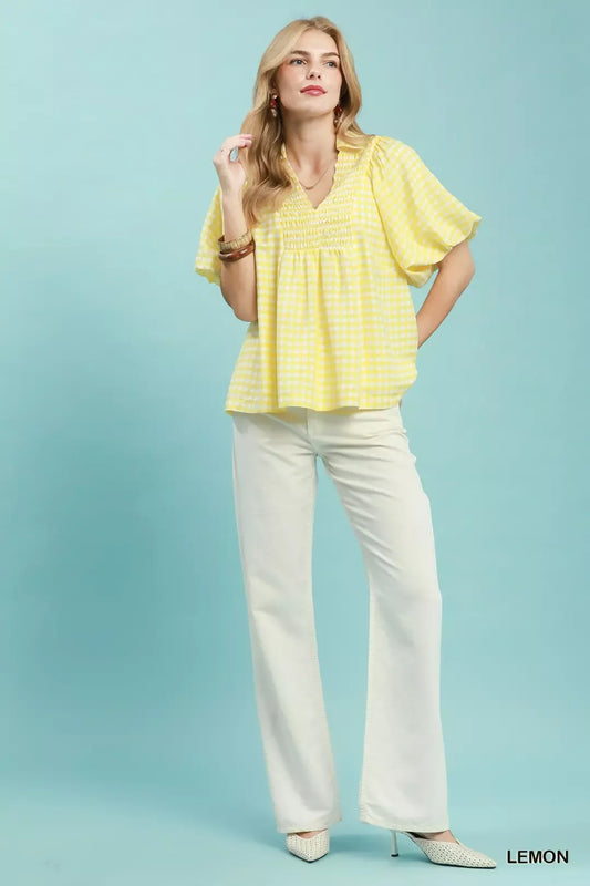 Smocked Yoke Puff Sleeve Gingham Blouse 48de0d72-cc4f-430e-a361-57669fca93b0-Max-Origin