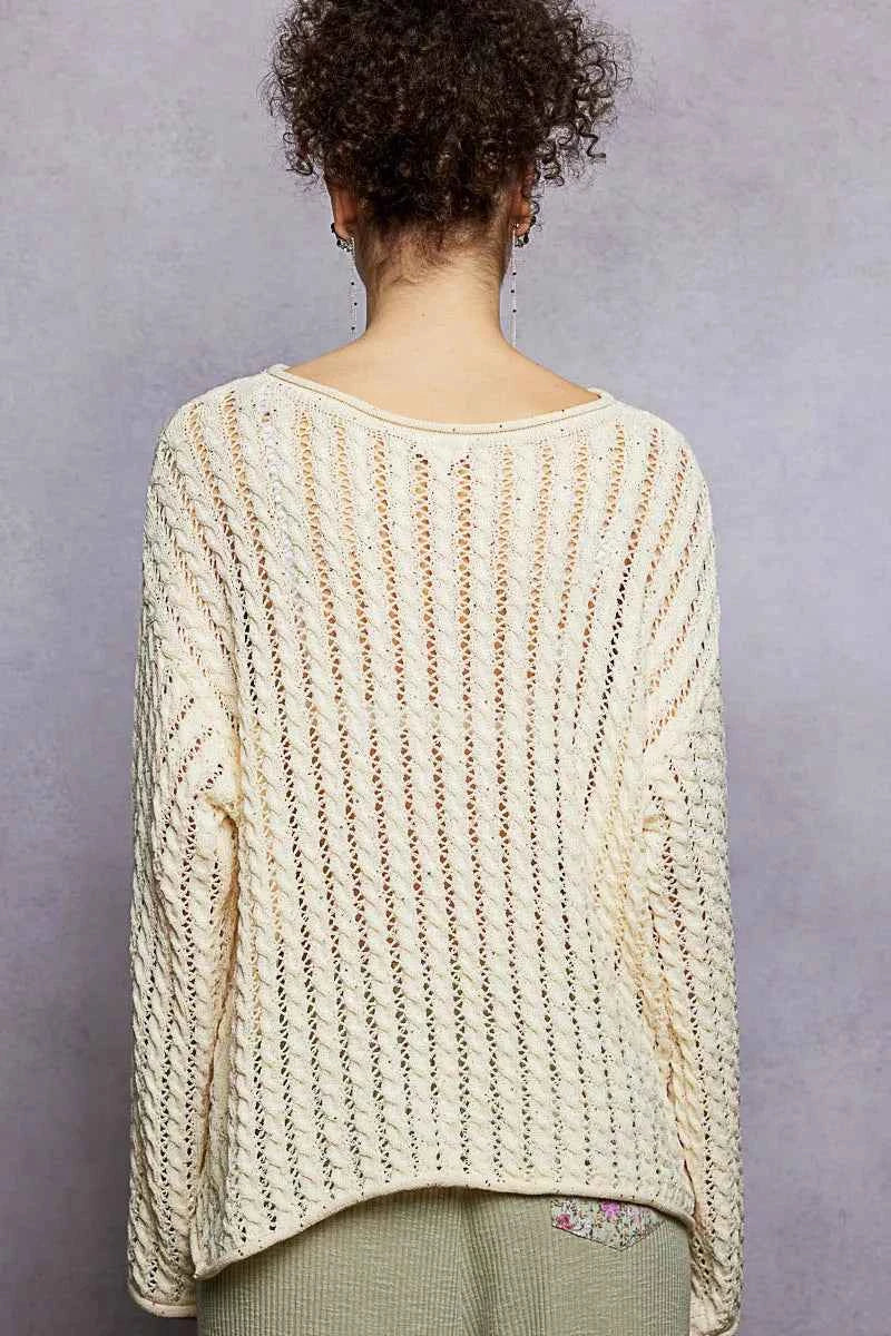 POL Openwork Round Neck Knit Top with Shiny Detail 48e1e8b8-6c4d-4b68-908c-227cb1957c70-Max-Origin