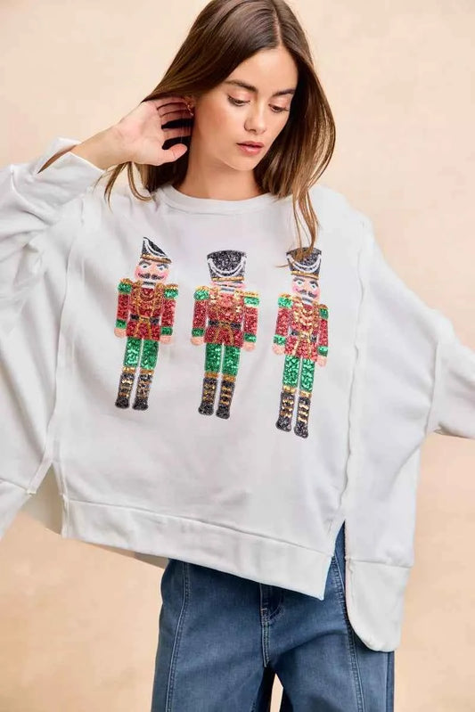 Christmas Sequin Nutcrackers Embroidery Sweatshirt 48e391babede40cf9edd381d27a05149-Max-Origin