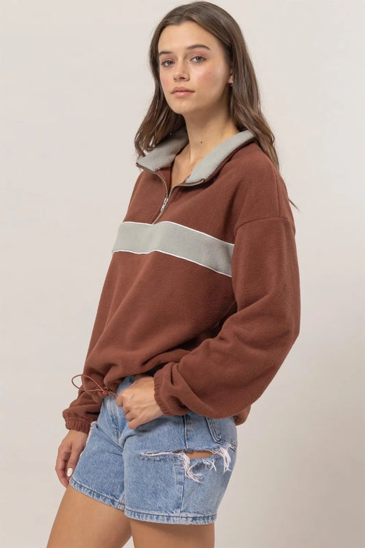Fleece Color Block Half Zip Sweatshirt 48e693ed-b7fb-4225-8ff4-36cf644edb90-Max