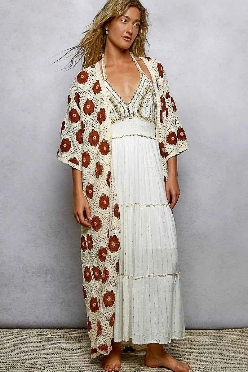 POL Open Front Floral Crochet Longline Cardigan NATURAL CHOCO One Size 48ecfce8-7783-4813-8456-19e632dcea60-Max-Origin