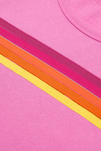 Bonbon Colorful Striped Long Sleeve Pullover and Shorts Set 490aaf852d099a41