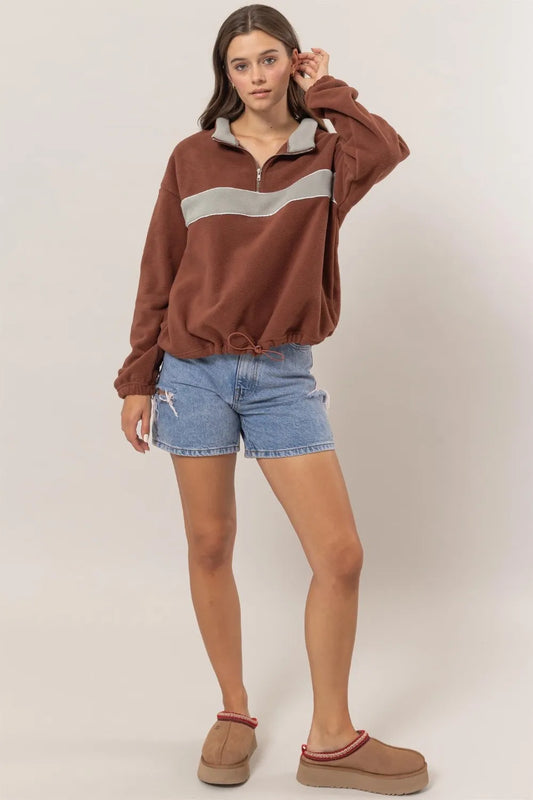 Fleece Color Block Half Zip Sweatshirt 490cc25f-24f6-4589-a747-149034e5ae53-Max