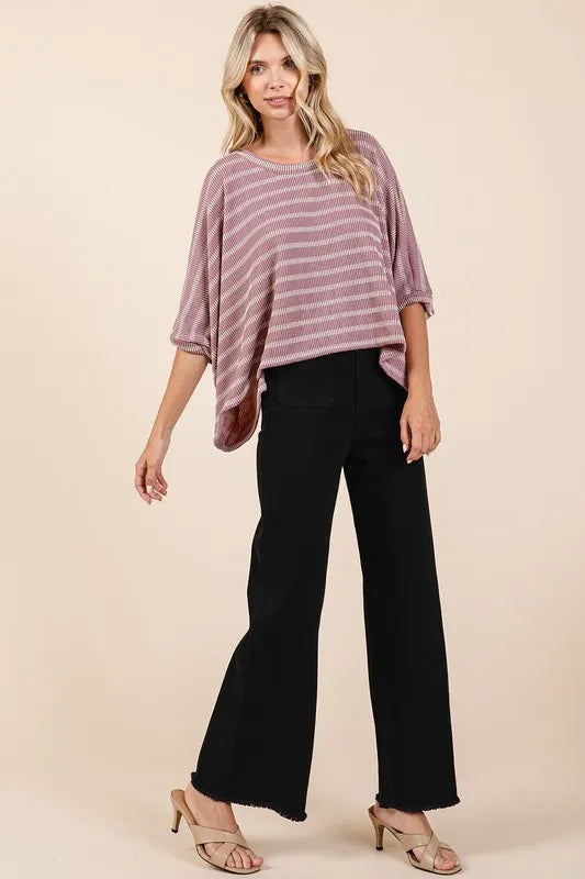 Mittoshop Texture Striped Print Round Neck Dolman Sleeve Top 4912f9d2-0218-418a-9fb1-30fb946ef145-Max