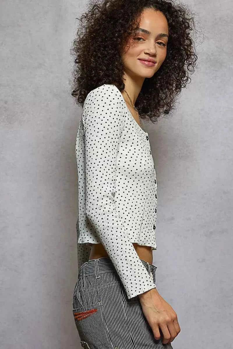 POL Button Down Polka Dot Ribbed Cardigan 491b9b50-b413-431f-a9da-279a95b68663-Max-Origin