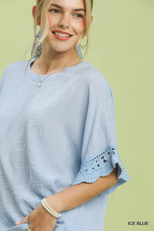 Crochet Trim Flutter Sleeve Top 491c4d59-917f-4839-a3f3-e7fd5ecfbf18-Max-Origin