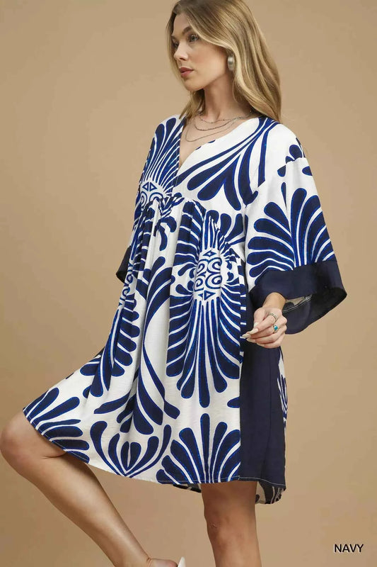 Abstract Print Kimono Sleeve Mini Dress 491d34c0-d307-4944-9860-2337d95a2551-Max-Origin