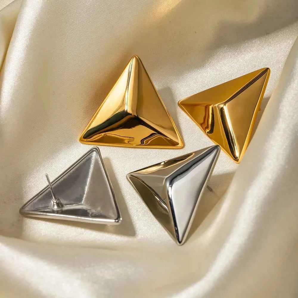Stainless Steel 3D Triangle Earrings 49295630-f6af-490d-ab08-dc57fb9fa65c-Max