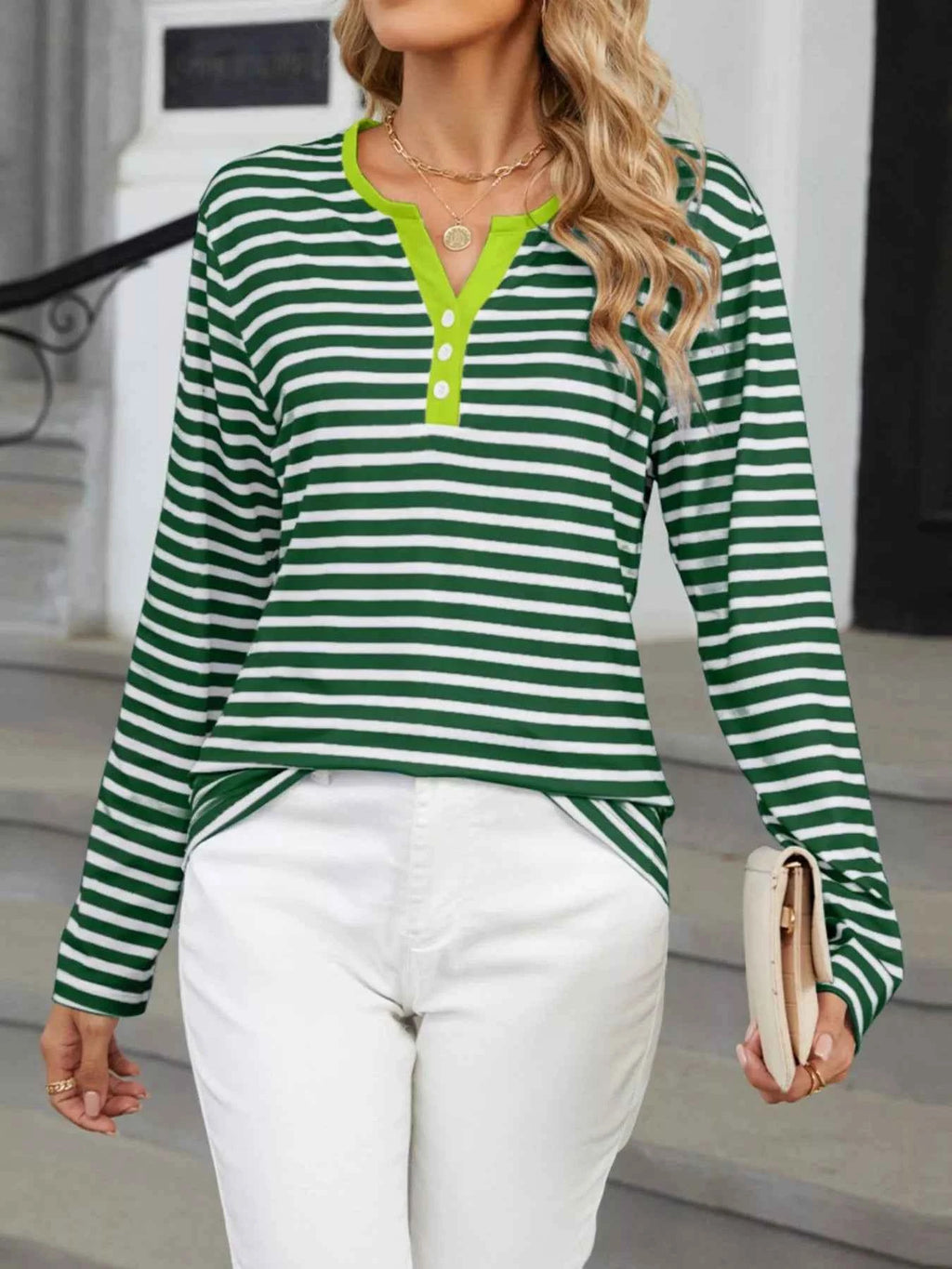 Striped Long Sleeve Henley T-Shirt 492ce366-83fe-4714-84a9-494cd4e09008-Max-Origin