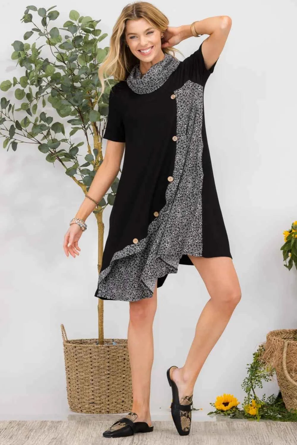 Celeste Full Size Decor Button Short Sleeve Dress with Pockets Plus Size 4930d861-620a-44fd-93d2-644bd6a02493-Max