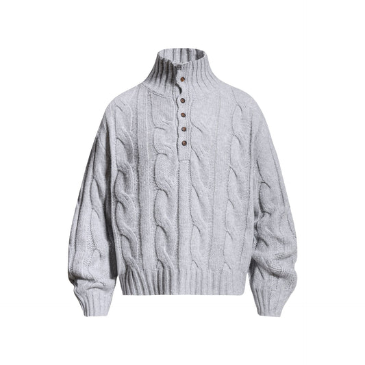 Twisted Flower Half-Button Sweater