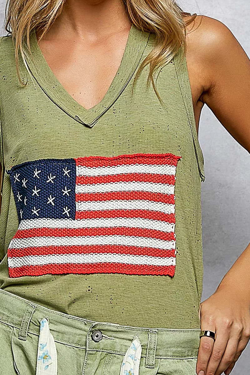 POL V-Neck Ribbed Tank with American Flag Patch and Star Back Patch 49436e85-5e60-4792-b818-3ba7f066b4c8-Max-Origin