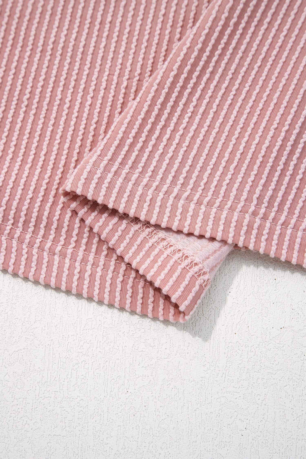 Light Blue Plus Size Contrast Frilled Neckline Ruffled Short Sleeve Ribbed Textured Blouse 495149cefbf9d5f0