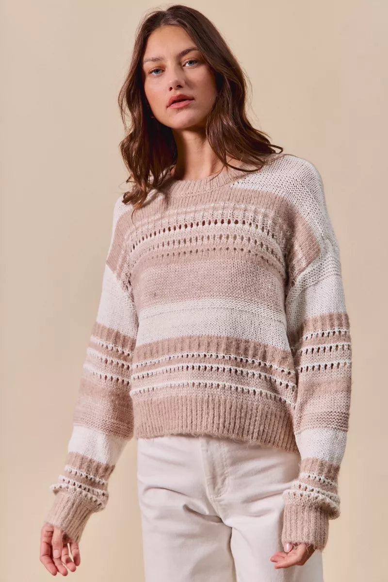 SO ME Variegated Stripe Textured Loose Fit Sweater 495e24b7bb9b44f2be1945ee8178295c-Max-Origin