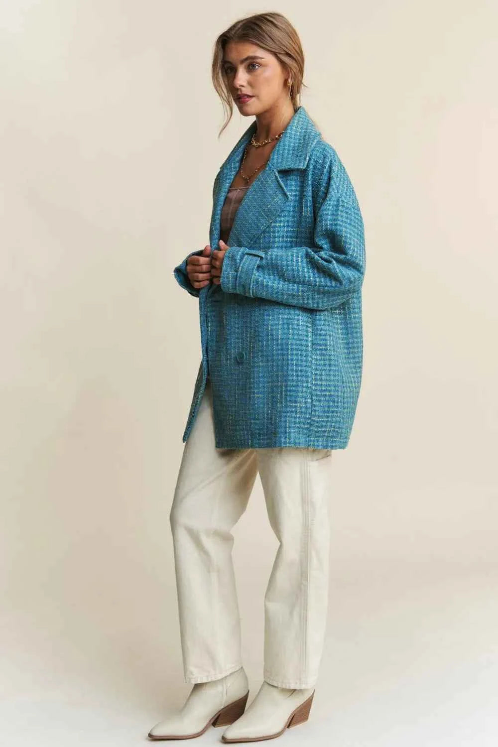 J.NNA Tweed Double-Breasted Long Sleeve Coat 4962cc80-102e-42cd-84cc-7be814a80fb4-Max