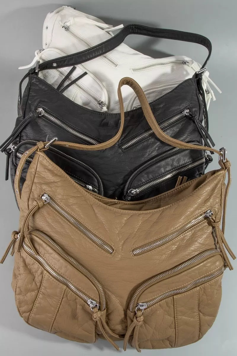 Fame Multi Zipper Pocket Leather Hobo Bag 49633b1d-e809-47cc-987b-bf3e58a2efaa-Max-Origin