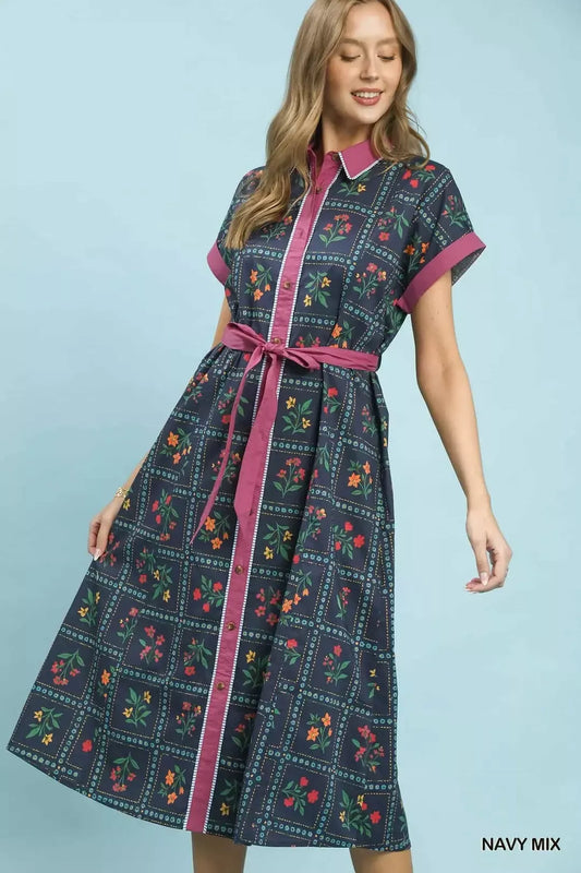 Mix Floral Button-Front Midi Dress 4963749f-d7cc-46f1-a17e-269855aaaab4-Max-Origin