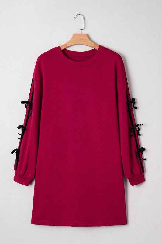 Valentine Bow Tie Long Sleeve Sweatshirt Dress 4963afc1-5f71-4e26-8361-7704a00c795f