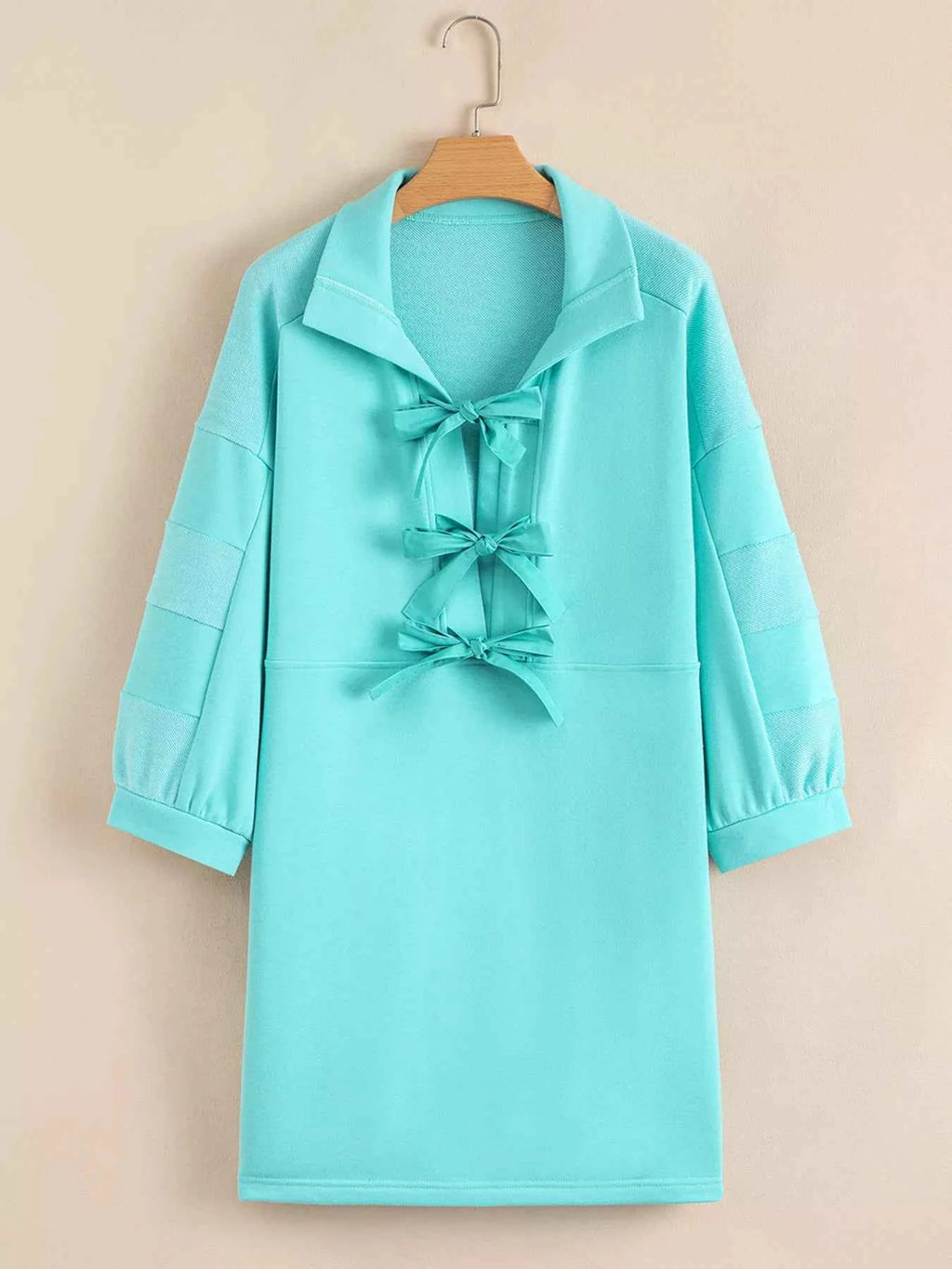 Bow Front Collared Side Pocket Shift Mini Dress 49682c2ec4a64bb7be838edc17dba35d-Max-Origin