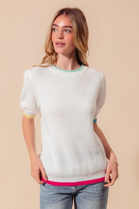 Casual Sweater Top With Colorful Bands 496d1f9c-f345-459f-9e48-4534a66879c8-Max