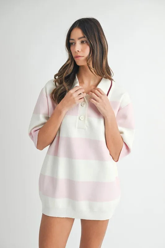 Oversized Stripe o Collar Sweater 496e4674749d4fd3842d8a443b5e33c3-Max-Origin