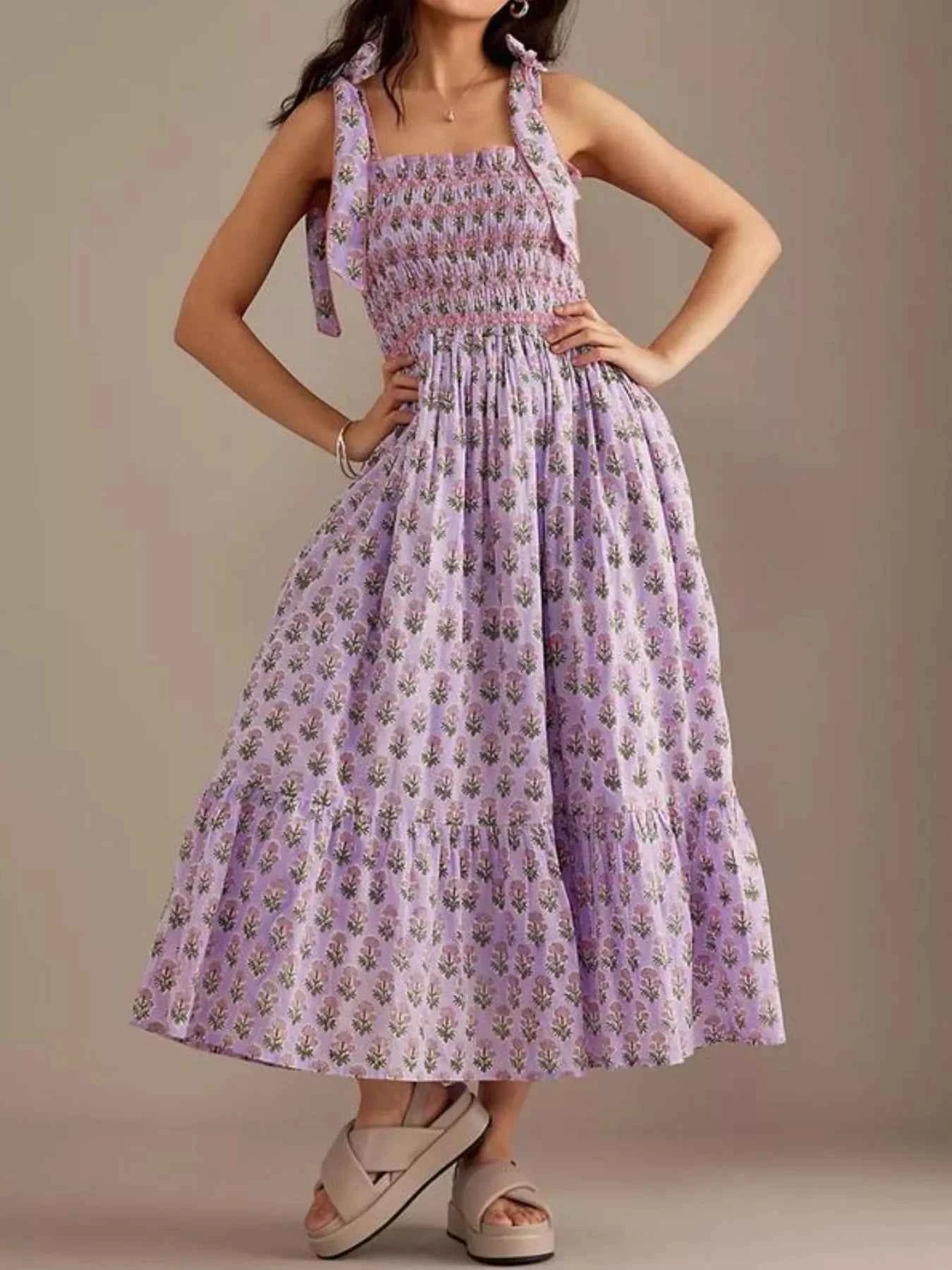 Floral Smocked Tie-Shoulder Midi Dress 497d665d-8190-4ba6-ae73-6135132c7570-Max-Origin