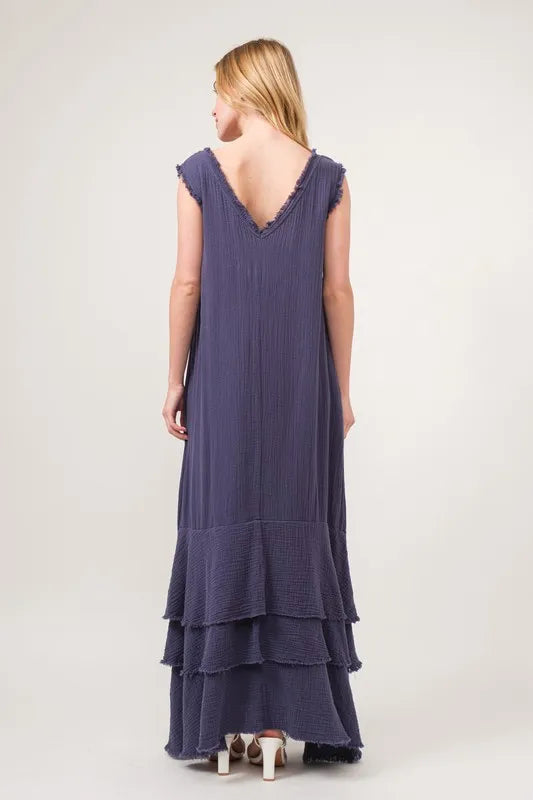 And The Why Washed Cotton Gauze Fringe Detail Tiered Dress 4984f973142247da9bfa5369fd116e86-Max-Origin