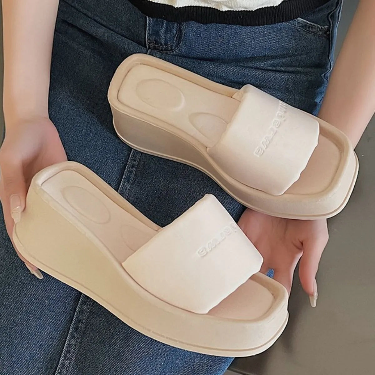 Open Toe Wedge Sandals Apricot 498d26b0-0ded-4bce-835a-31772ac5f4b3-Max-Origin
