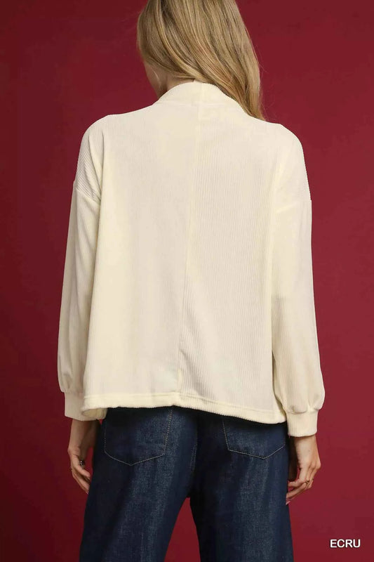 Ribbed Drawstring Hem Knit Top 4993236b-1c6d-4bda-afd3-4b0afbd88296-Max-Origin