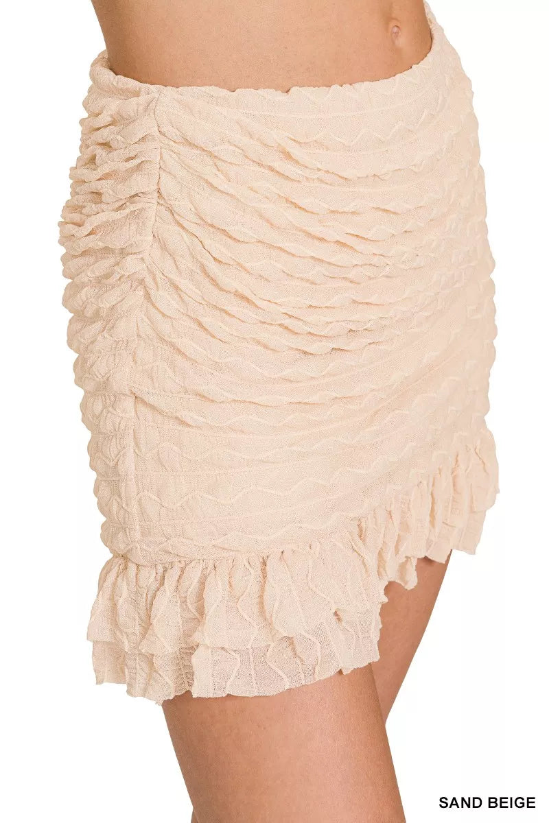 Zenana Ruched Mini Skirt with Built in Shorts 49b29b882a2948f7ae2abfc9cc5a9ba7-Max-Origin