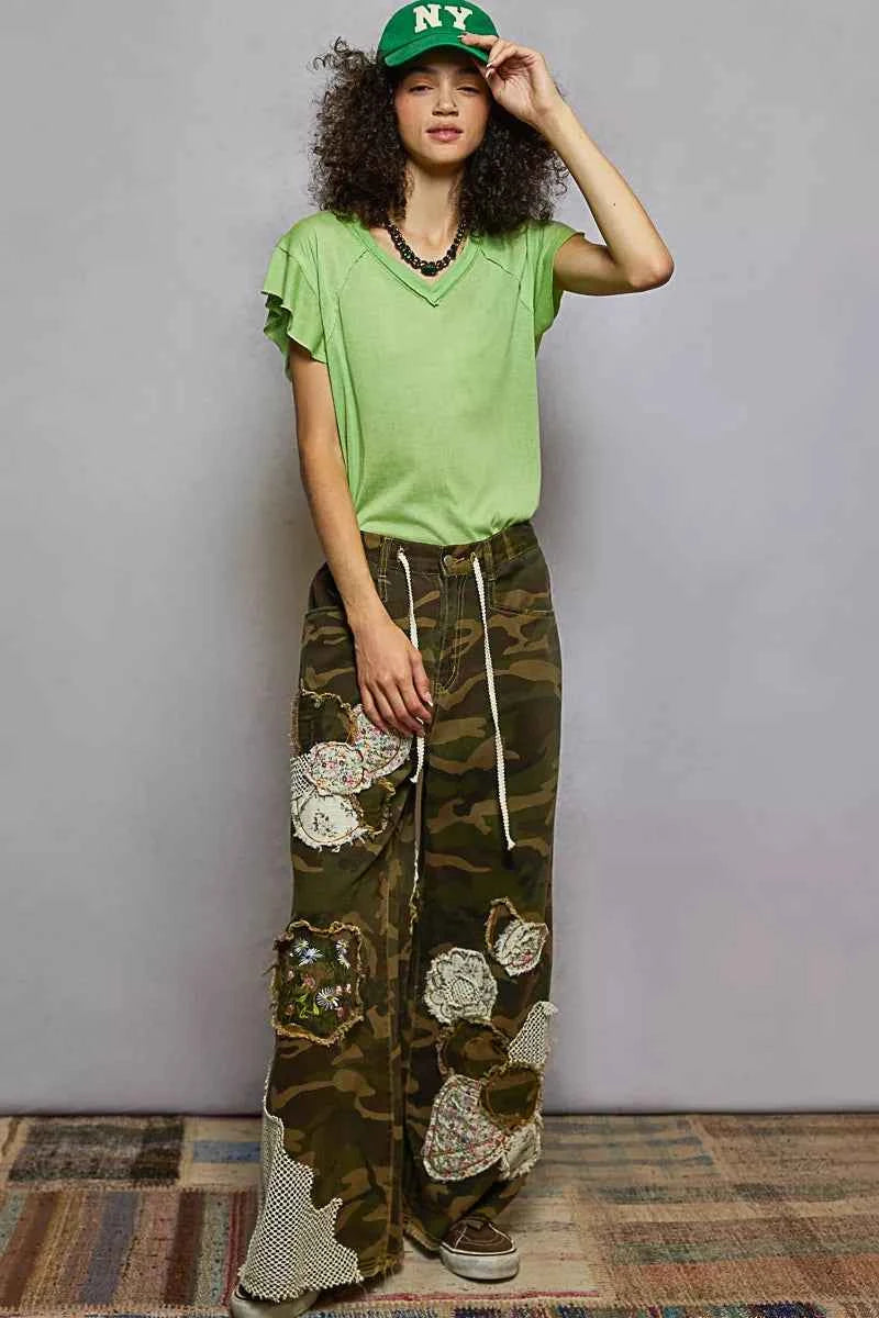 POL V-Neck Short Sleeve T-Shirt with Ruffle Sleeve 49b339fc-8111-4371-b95d-036790535b5c-Max-Origin